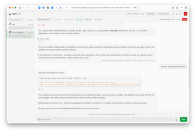 Sandboxed shell execution in Docker container